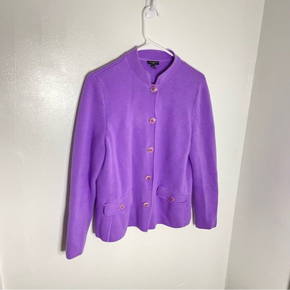 Talbots Purple Knit Button Front Cardigan Sweater Medium Petite - Picture 3 of 6